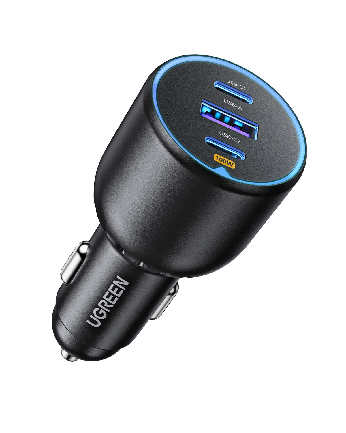 UGREEN 130W QC PD Hızlı Araç İçi Şarj Cihazı Çakmaklık Adaptörü 2xUSB-C, 1xUSB-A, Siyah, 90413