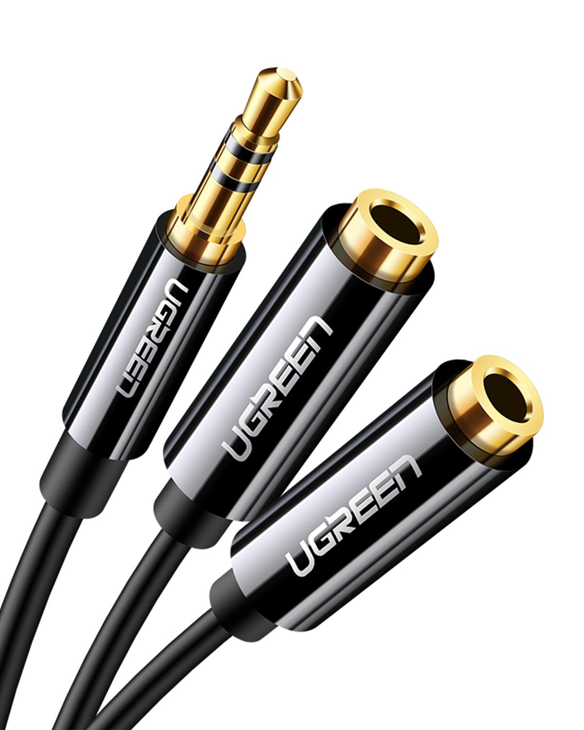 Ugreen 3.5mm 2li Aux Kulaklık Çoklayıcı, Siyah