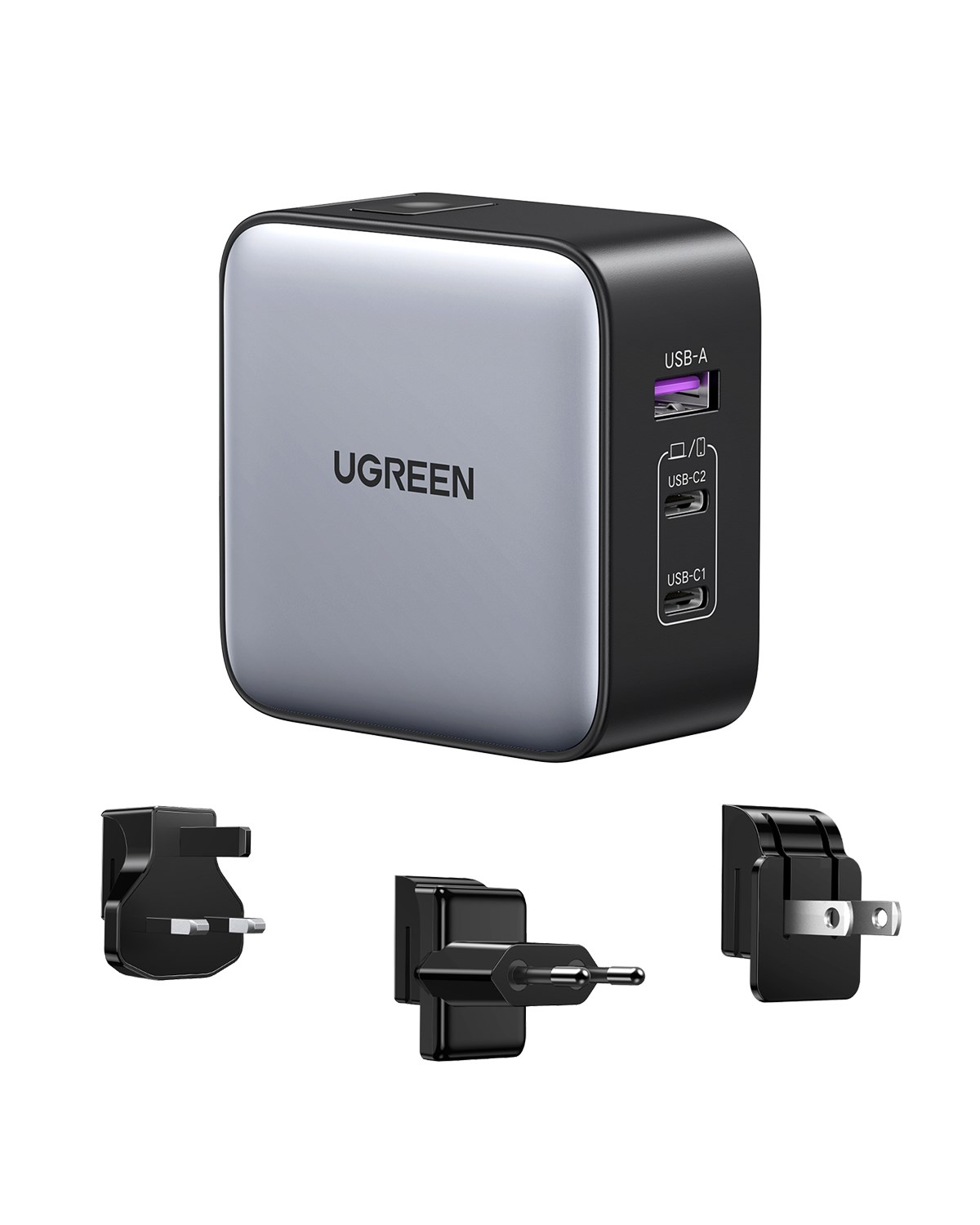 UGREEN 65W GaN 3 Portlu Seyehat Hızlı Şarj Cihazı , 90409