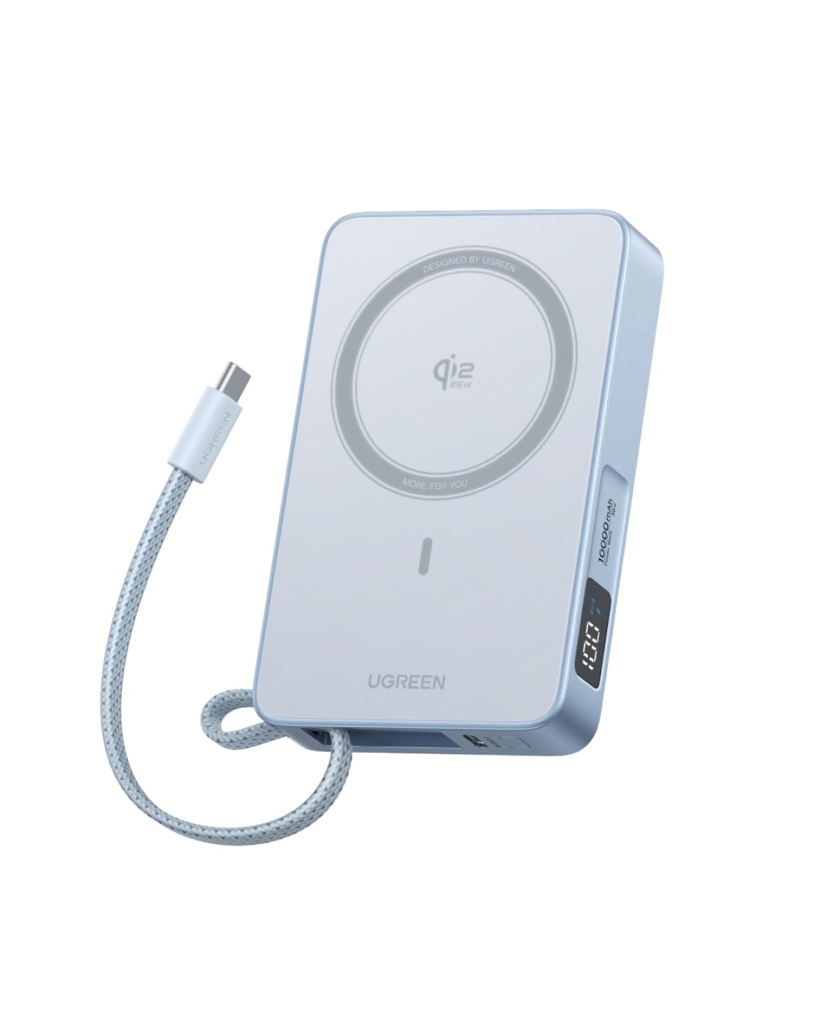 UGREEN MagFlow 10.000 mAh 25W Qi2 Magnetik Wireles USB-C Dahili Kablolu Hızlı Şarj Powerbank
