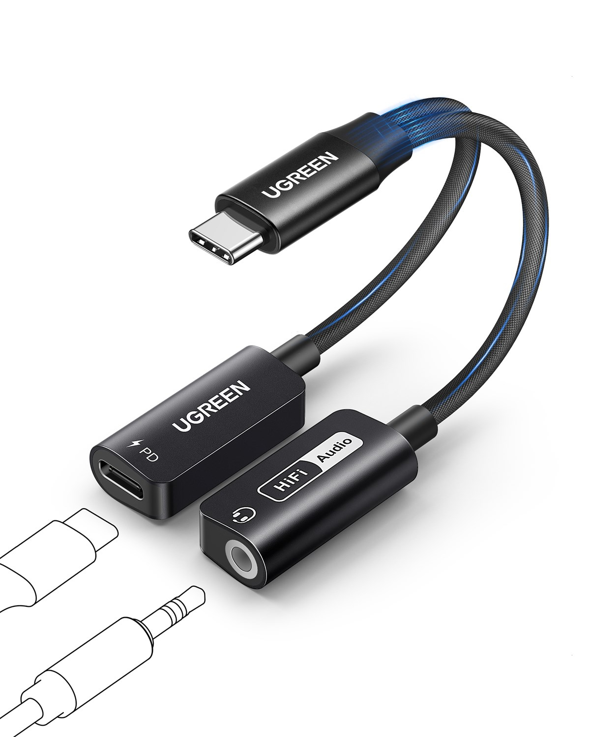 UGREEN Mangetic USB-C to Aux 3.5mm Hi-Res Audio DAC Chip Audio Adaptör, 25837