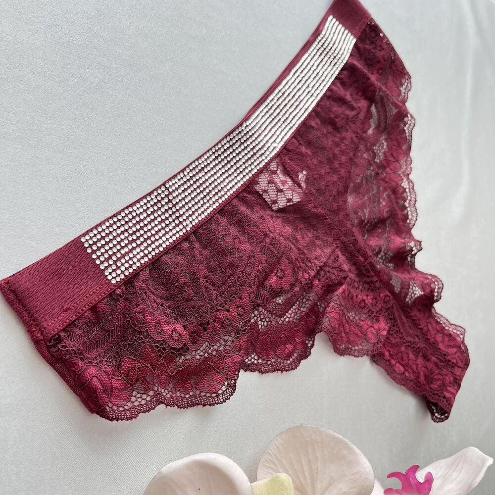 DANTELLİ ve TAŞ SÜSLEME DETAYLI TANGA - Bordo