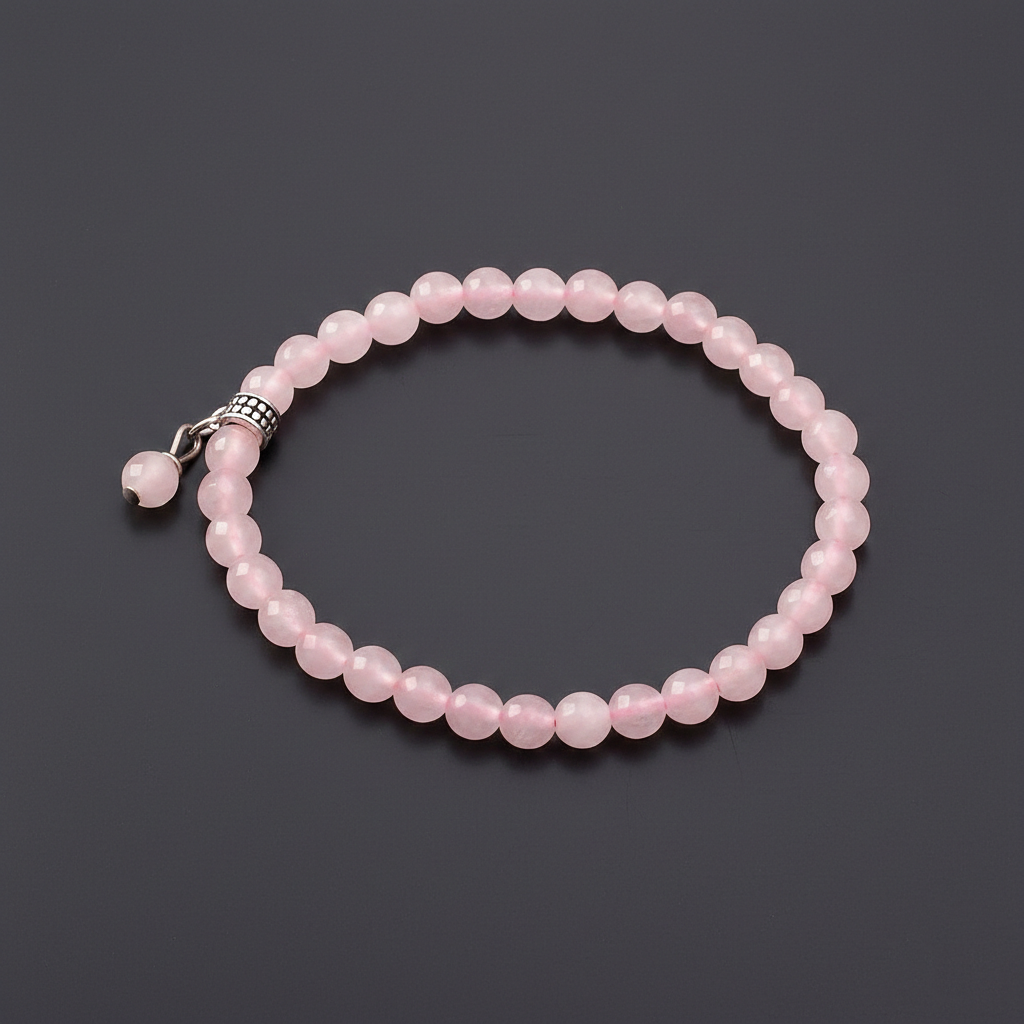 PEMBE KUVARS TAŞI ELASTİK BİLEKLİK 6 MM
