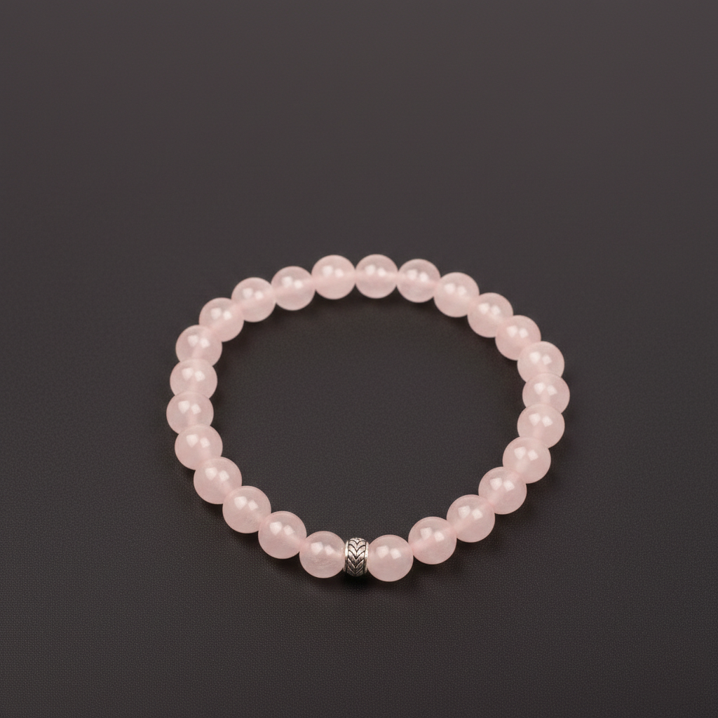 PEMBE KUVARS TAŞI ELASTİK BİLEKLİK 8 MM