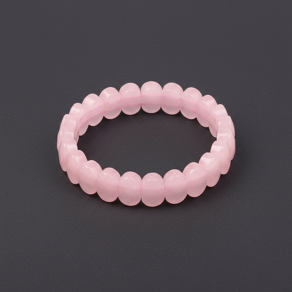 PEMBE KUVARS TAŞI ELASTİK YASSI KESİM BİLEKLİK