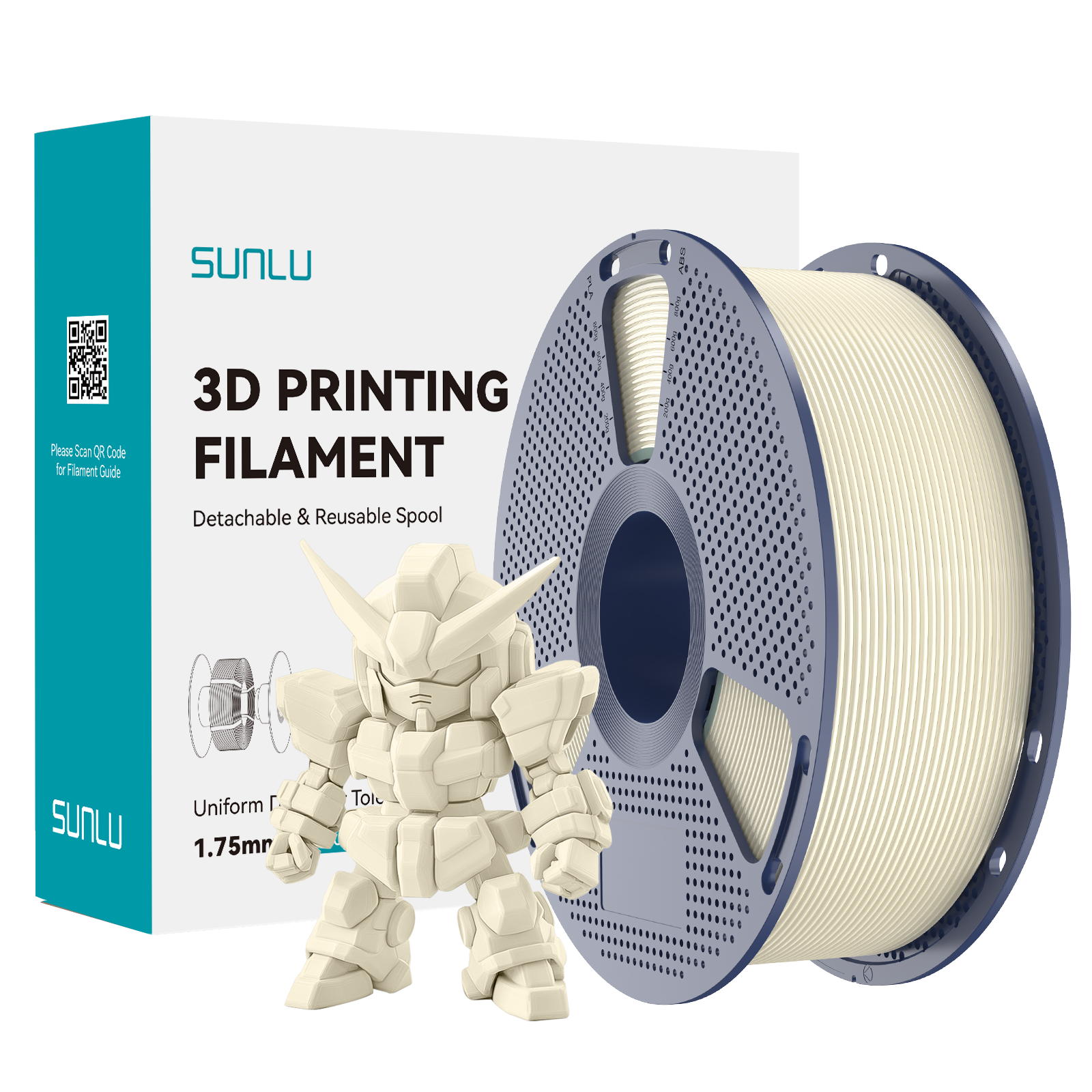 SUNLU PLA+ 2.0 Filament Bone White