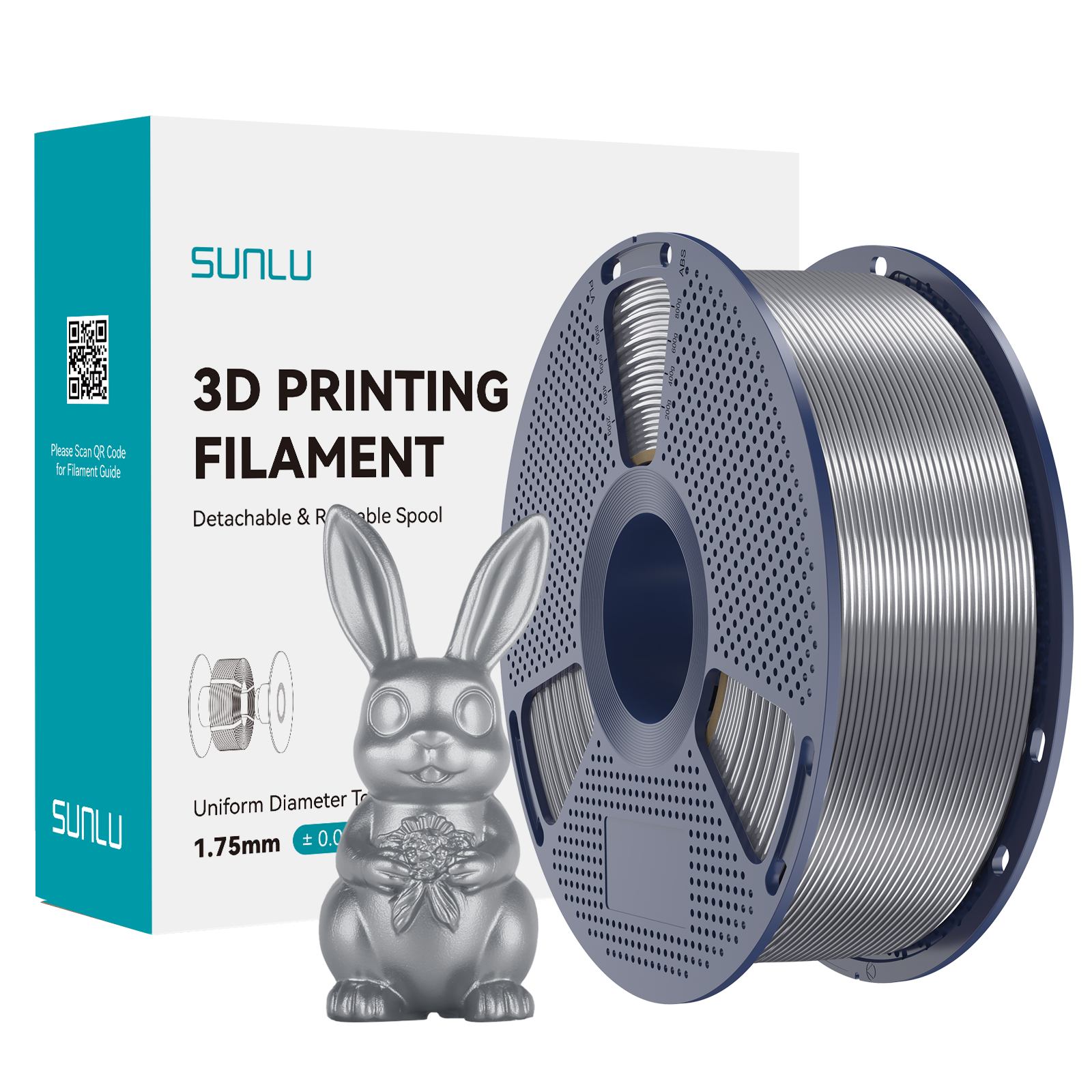 SUNLU Silk PLA+ Filament Grey