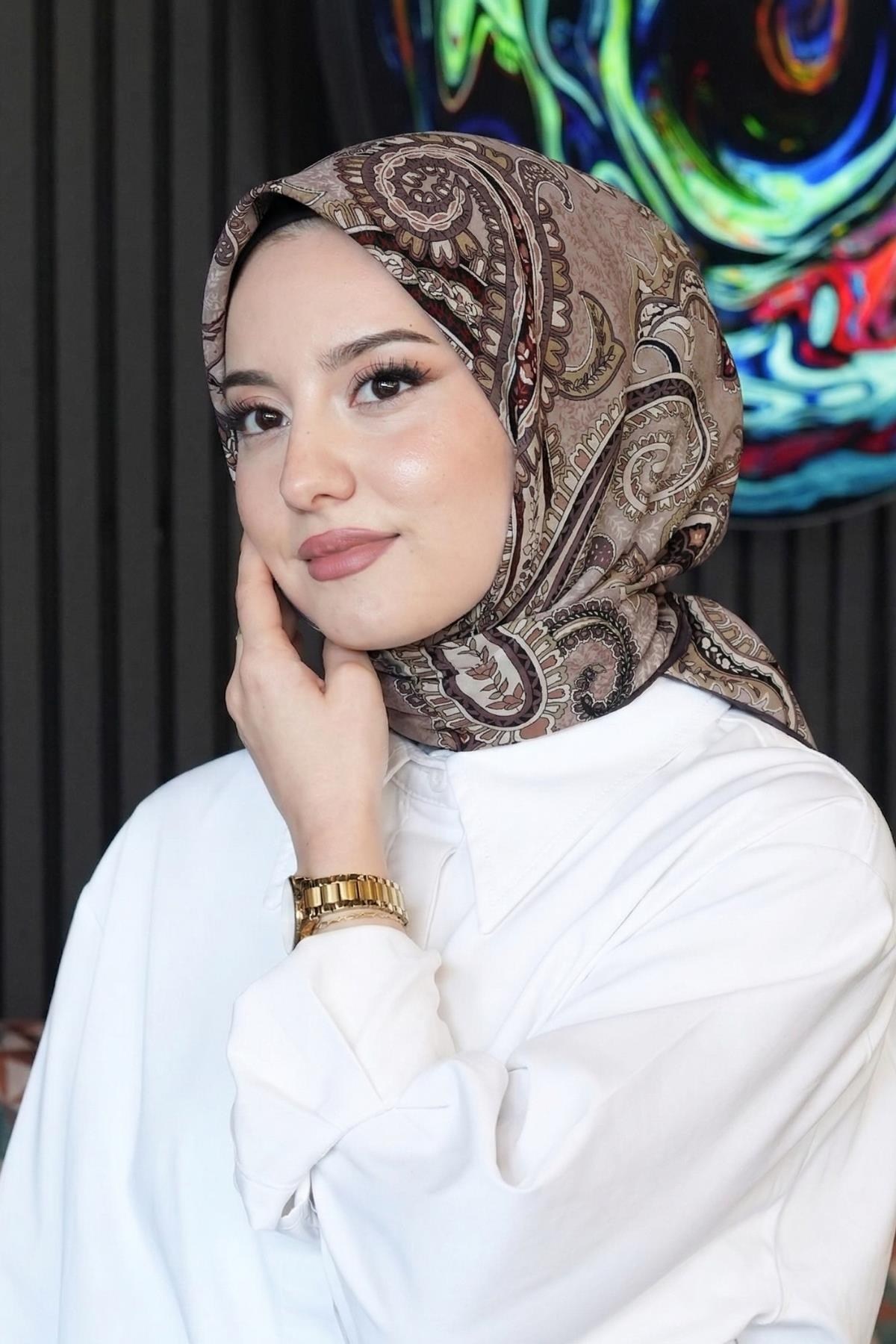 Klasik Paisley Desen Vizon Soft Pamuk Eşarp