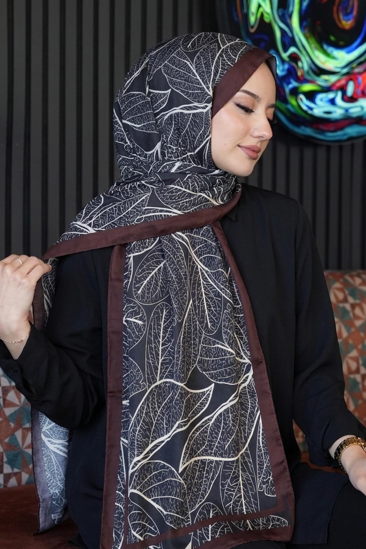 Mermer Desen Bordo Soft Pamuk Şal
