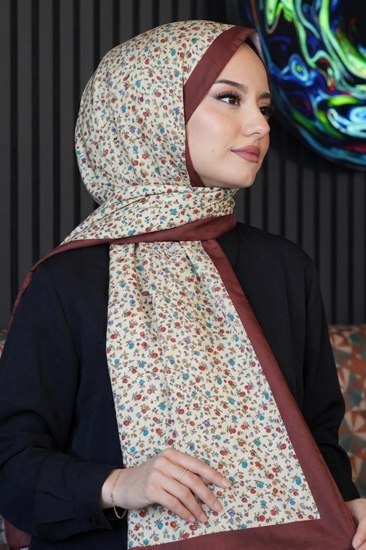 Mini Bahar Desen Nar Çiçeği Soft Pamuk Şal