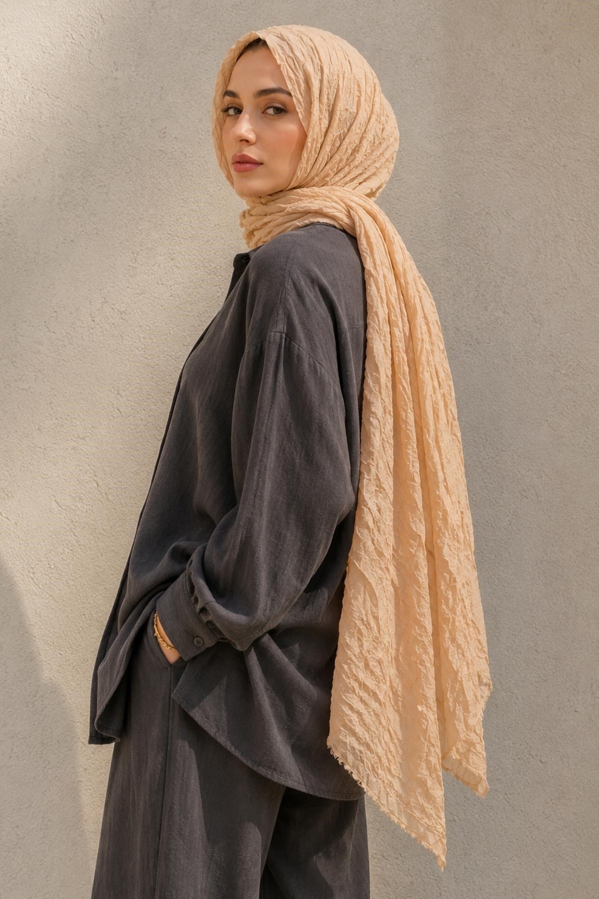 Vual Crash Şal Camel
