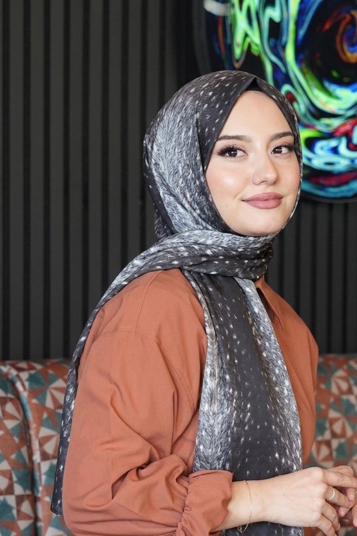 Ceylan Desen Füme Soft Pamuk Şal