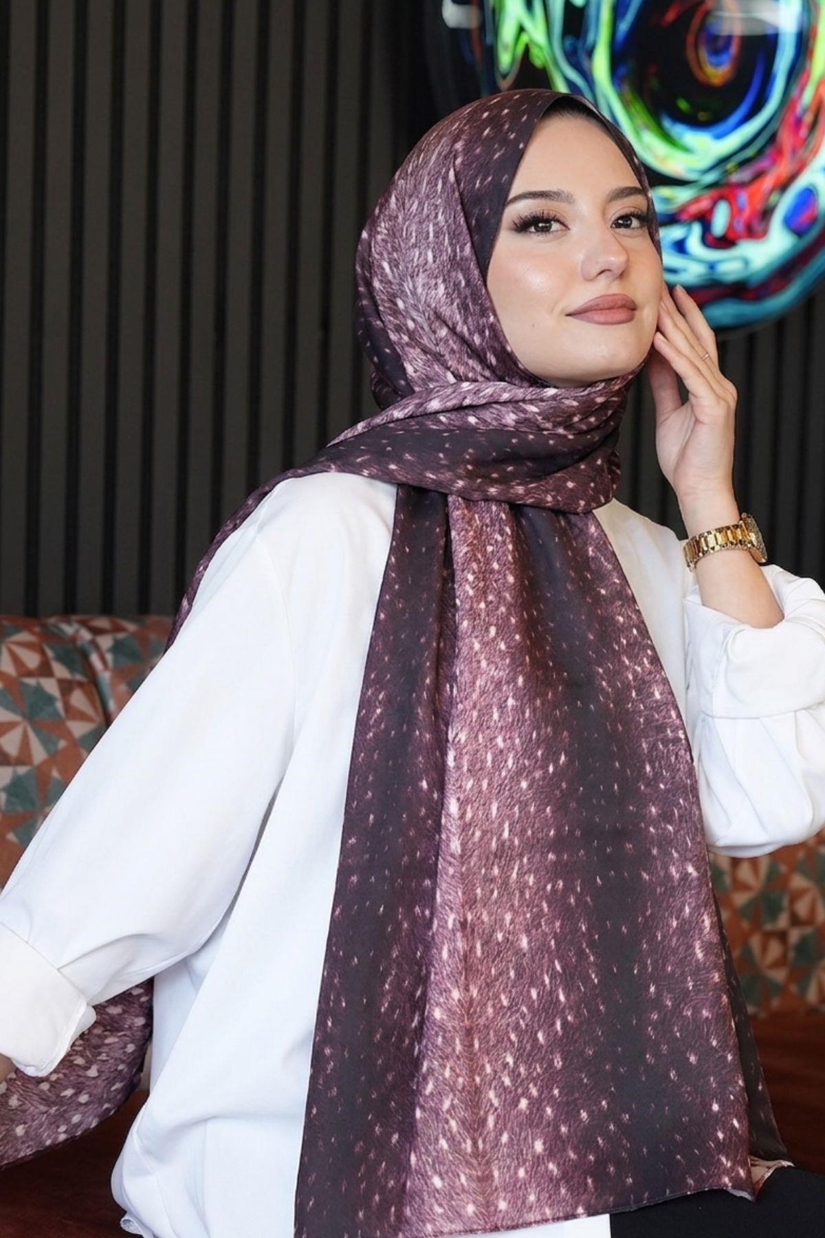 Ceylan Desen Mürdüm Soft Pamuk Şal