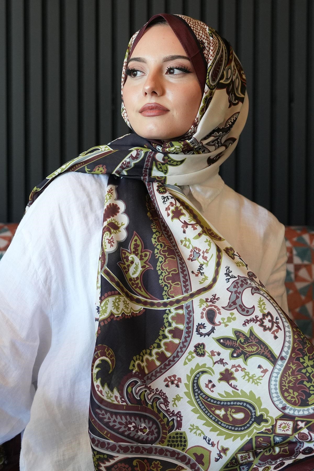Damla Motif Desen Çikolata Soft Pamuk Şal 