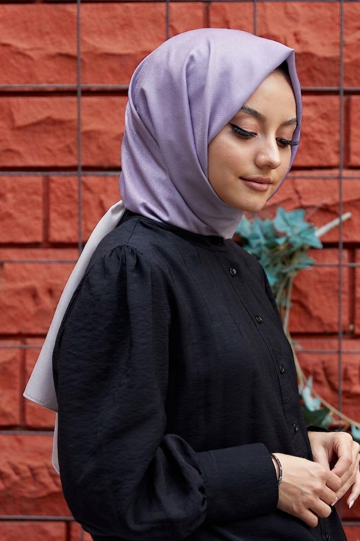 Degrade Desen Mor-Taş Soft Pamuk Şal