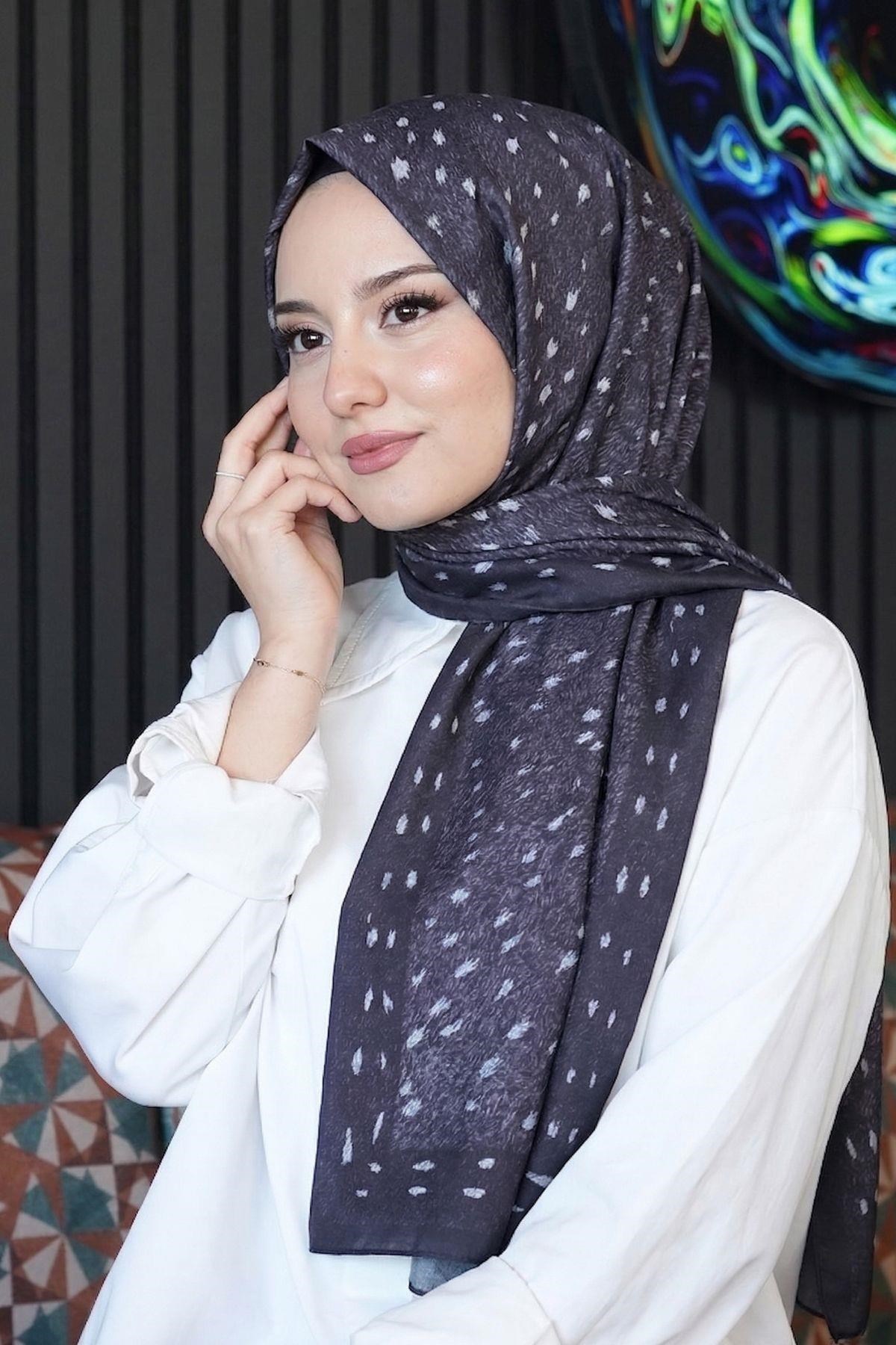 Geyik Desen Füme Soft Pamuk Şal