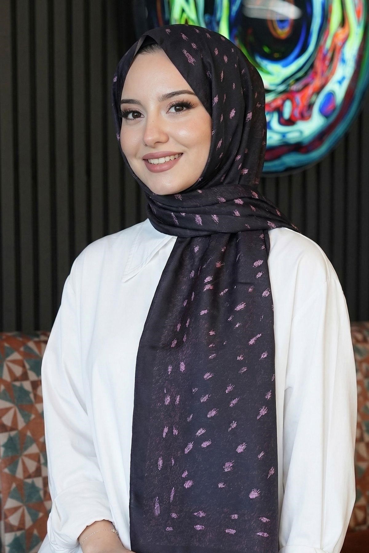 Geyik Desen Mürdüm Soft Pamuk Şal