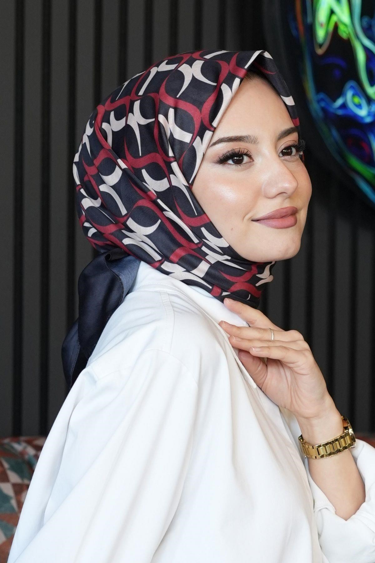 Halkalar Desen Kırmızı Soft Pamuk Eşarp