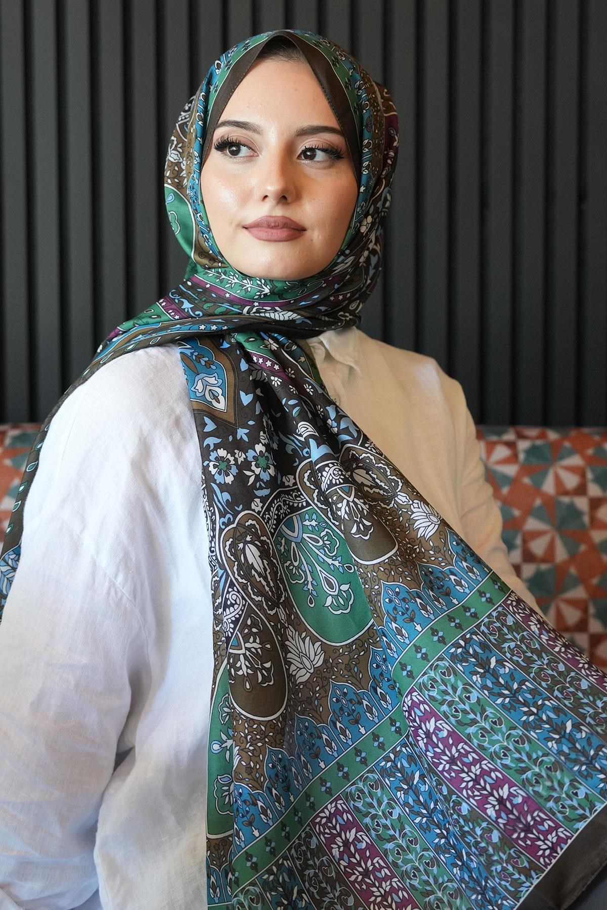 Karma Motif Desen Haki Soft Pamuk Şal