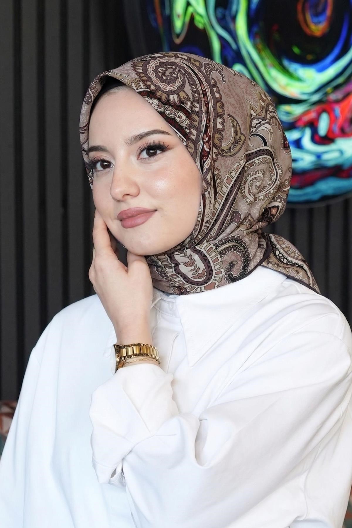 Klasik Paisley Desen Vizon Soft Pamuk Eşarp