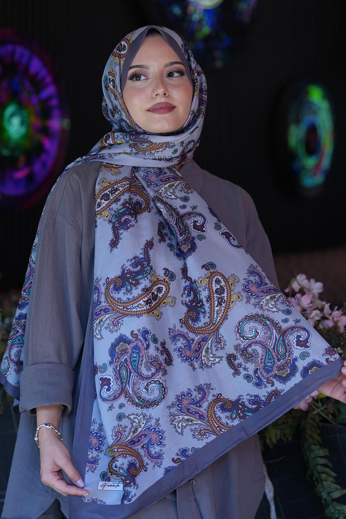 Paisley Desen Füme Soft Pamuk Şal