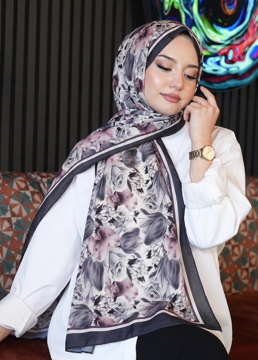 Soft Gül Desen Lavanta Soft Pamuk Şal