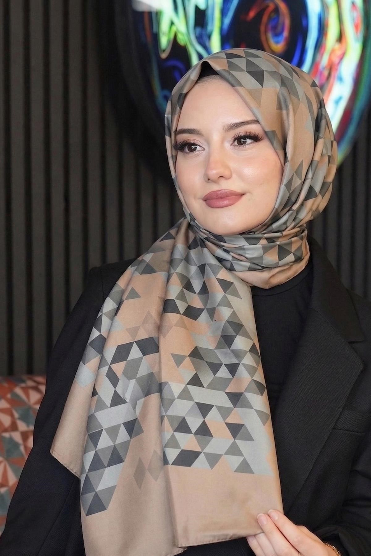 Üçgen Desen Vizon Soft Pamuk Şal