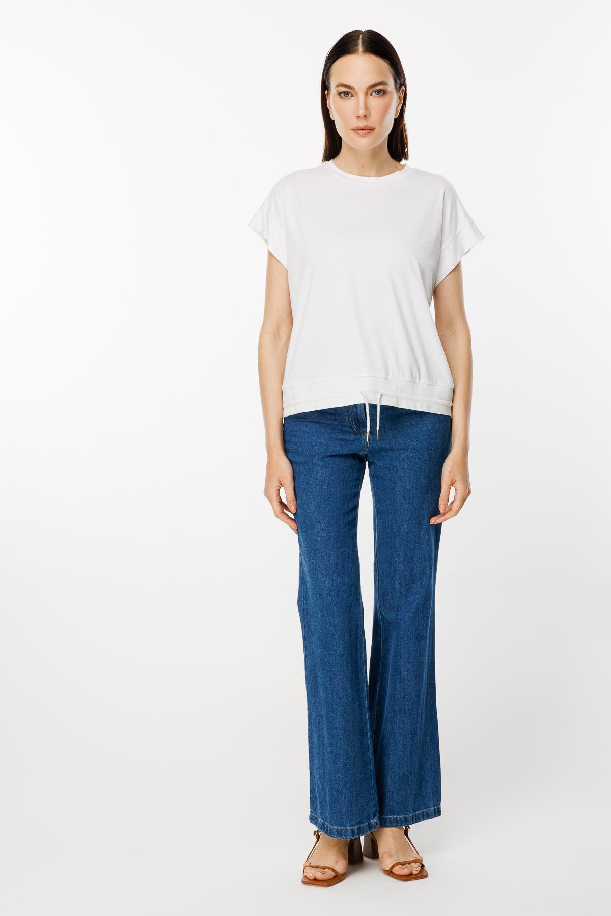 Altı Ribanalı Kısa Kollu Tişört - KEMIK