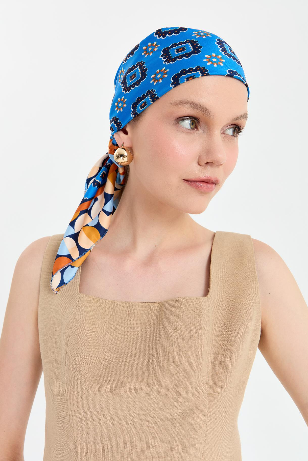 Arkası Lastikli Keten Crop - BEJ