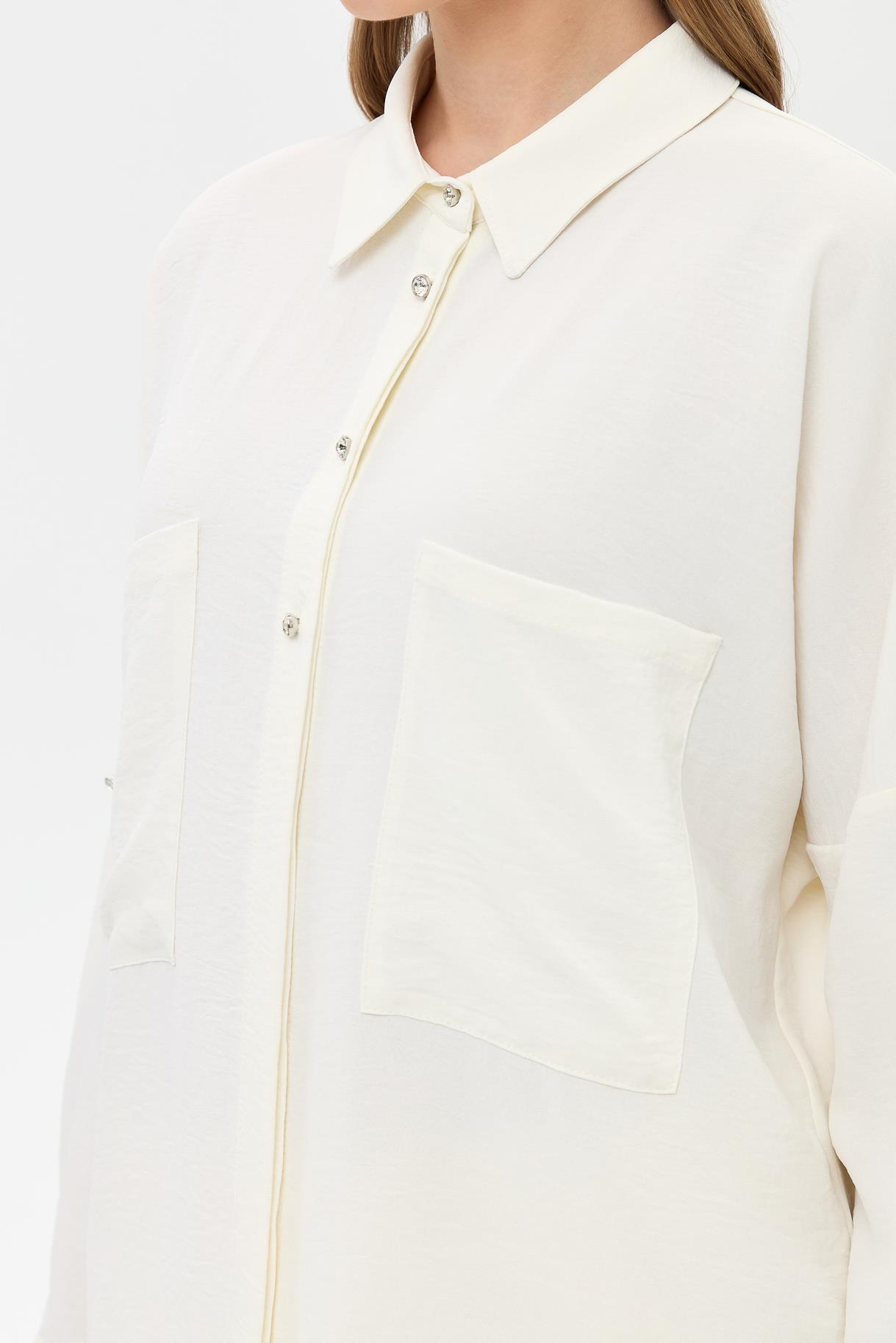 Arkası Taş Detaylı  Oversize Gömlek - KEMIK