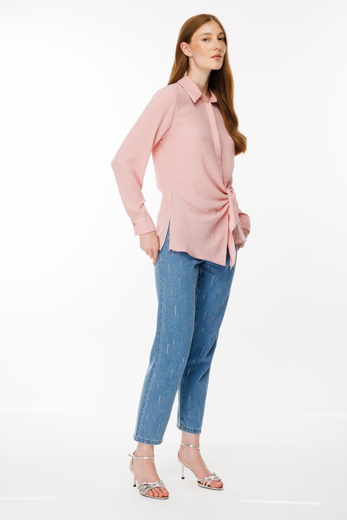 Asimetrik Kesim Gömlek - PEMBE