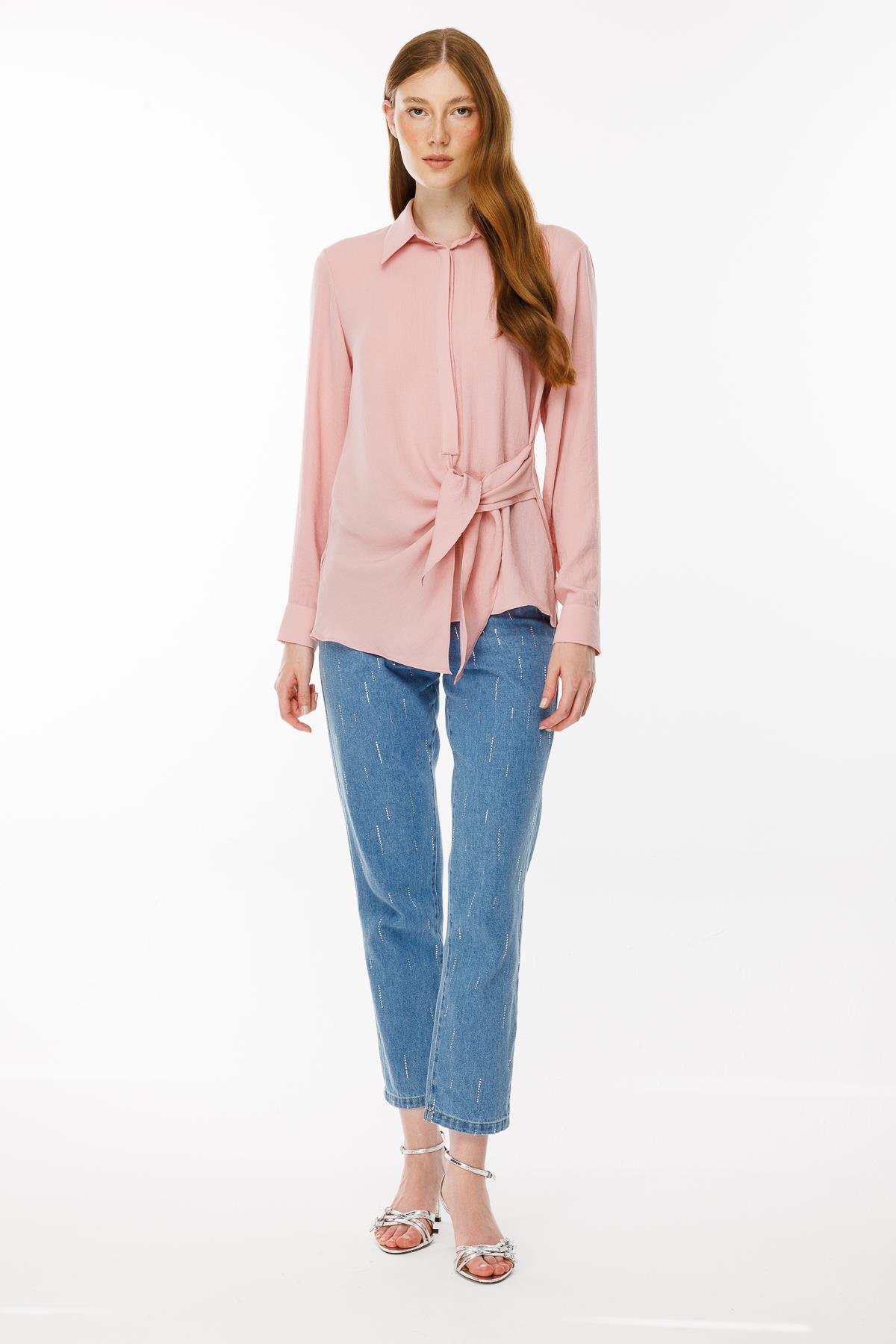 Asimetrik Kesim Gömlek - PEMBE