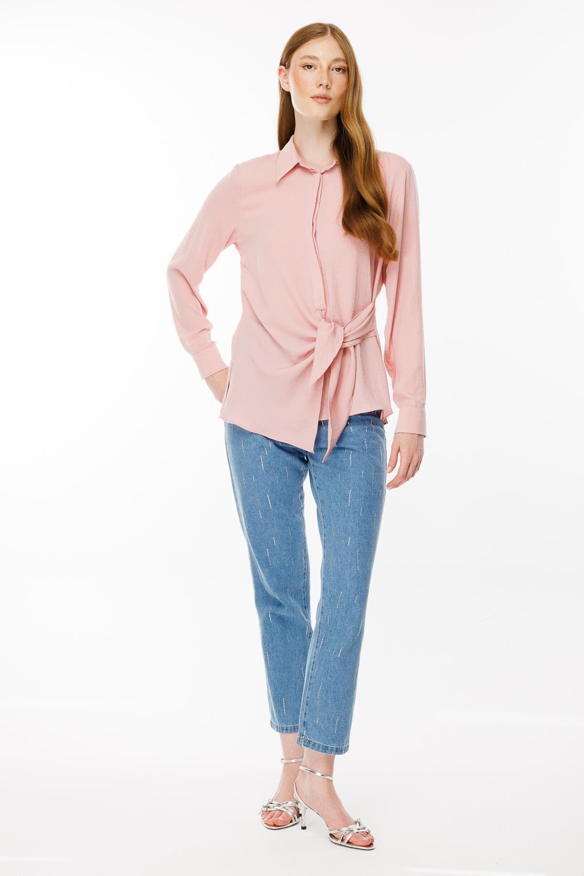 Asimetrik Kesim Gömlek - PEMBE