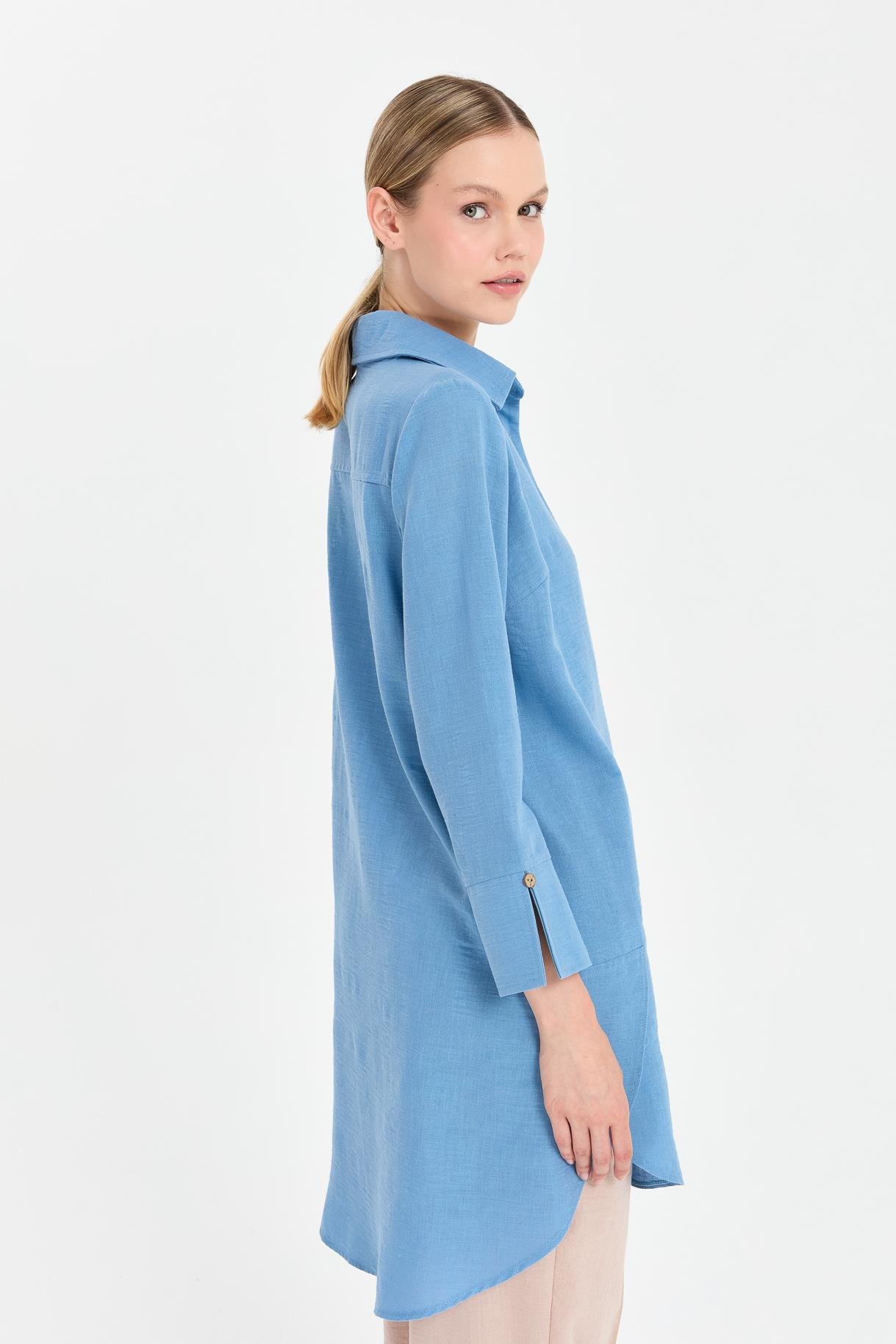 Asimetrik Kesim Keten Tunik - A.MAVI