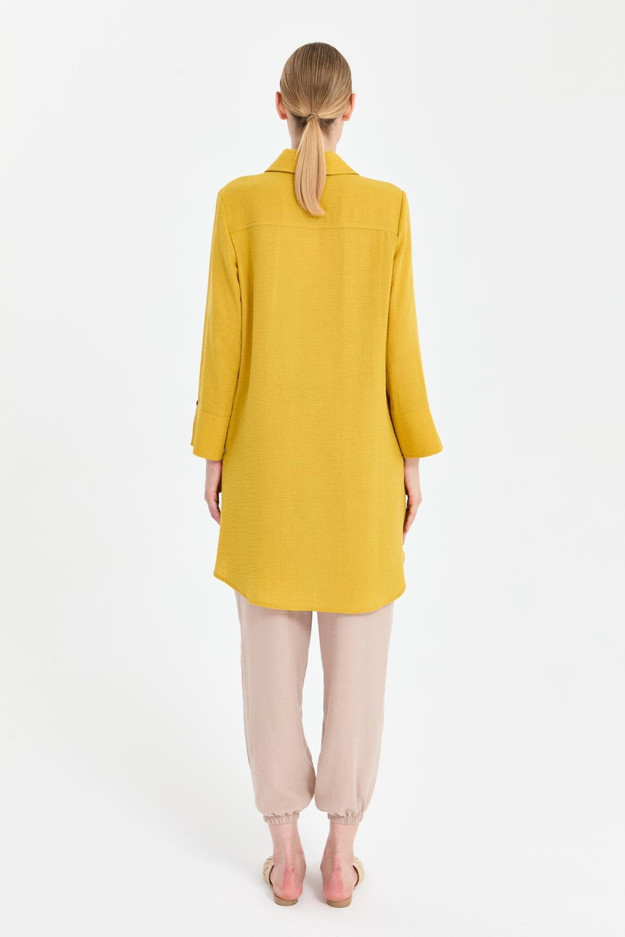 Asimetrik Kesim Keten Tunik - SAFRAN