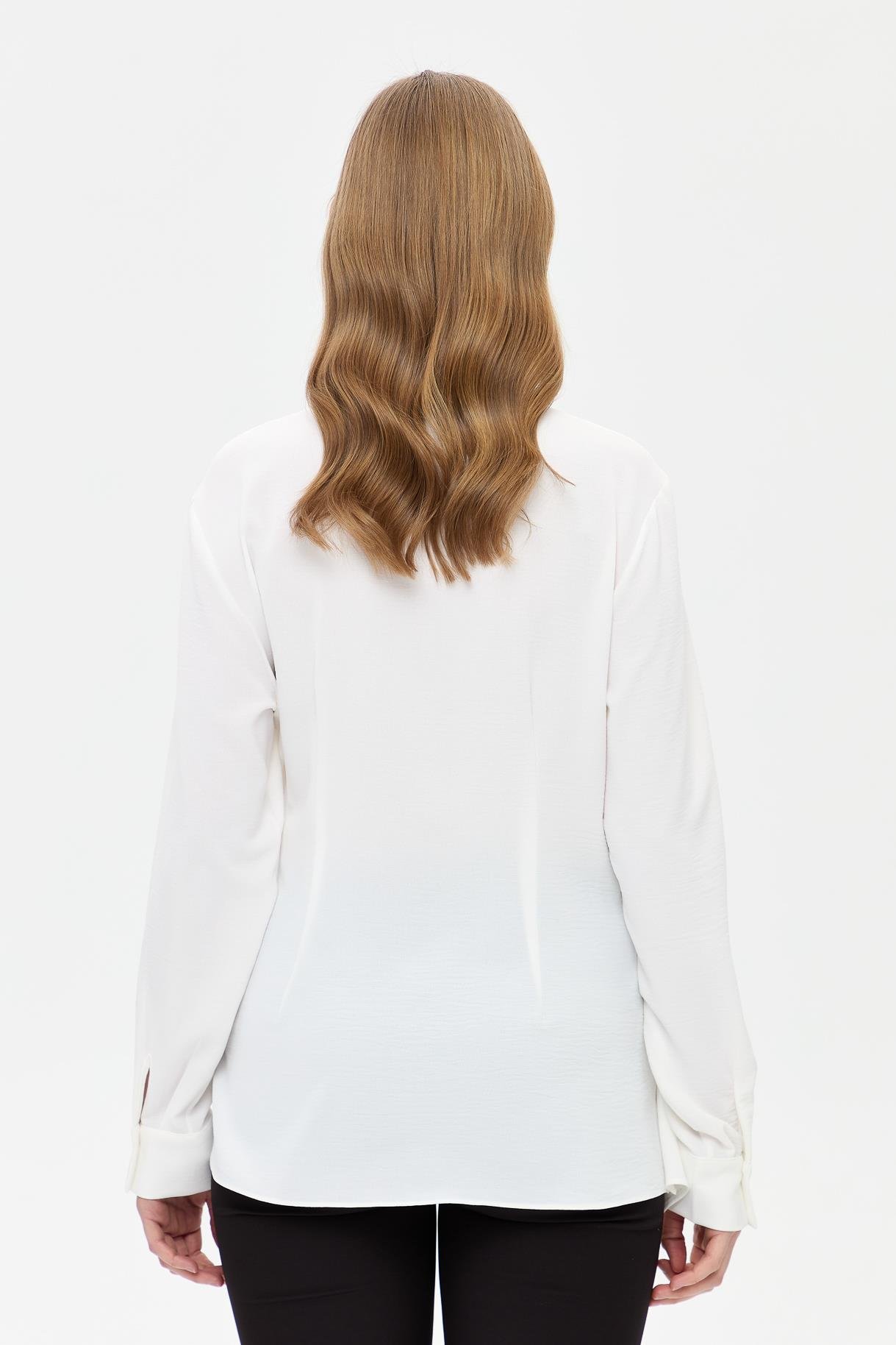 Asimetrik Kesim Önü Bağlamalı Gömlek - BEYAZ