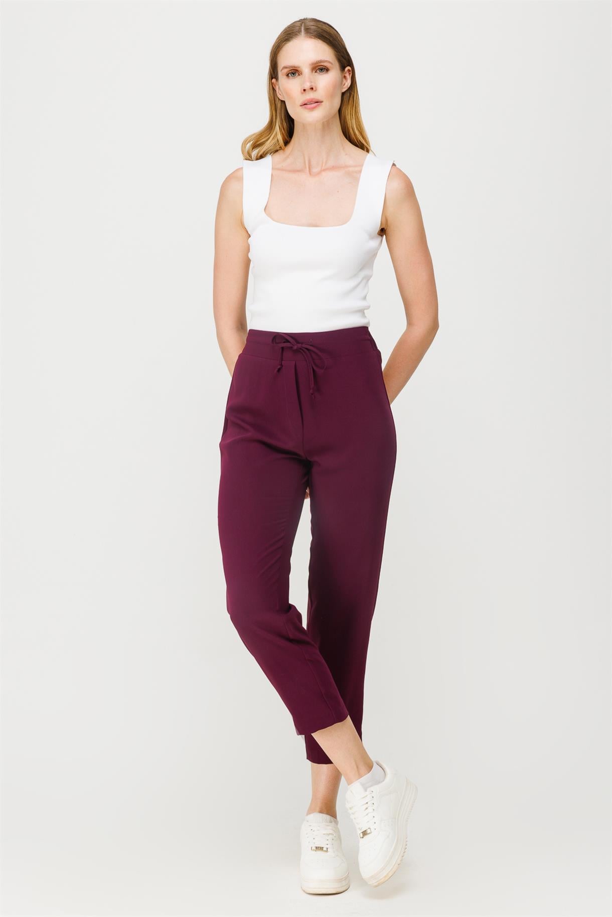 Bağcıklı Dar Paça Pantolon - MÜRDÜM