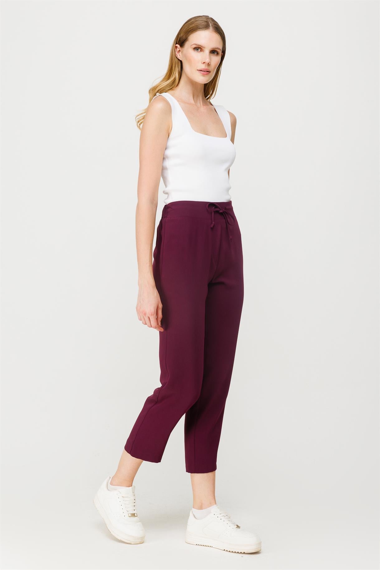 Bağcıklı Dar Paça Pantolon - MÜRDÜM