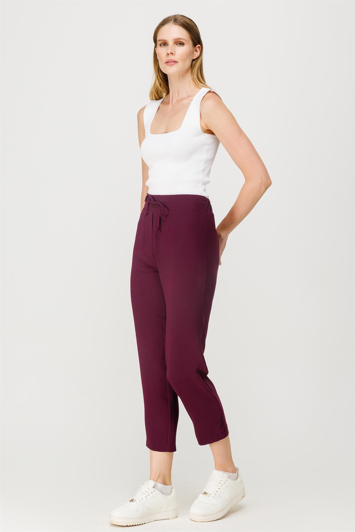 Bağcıklı Dar Paça Pantolon - MÜRDÜM