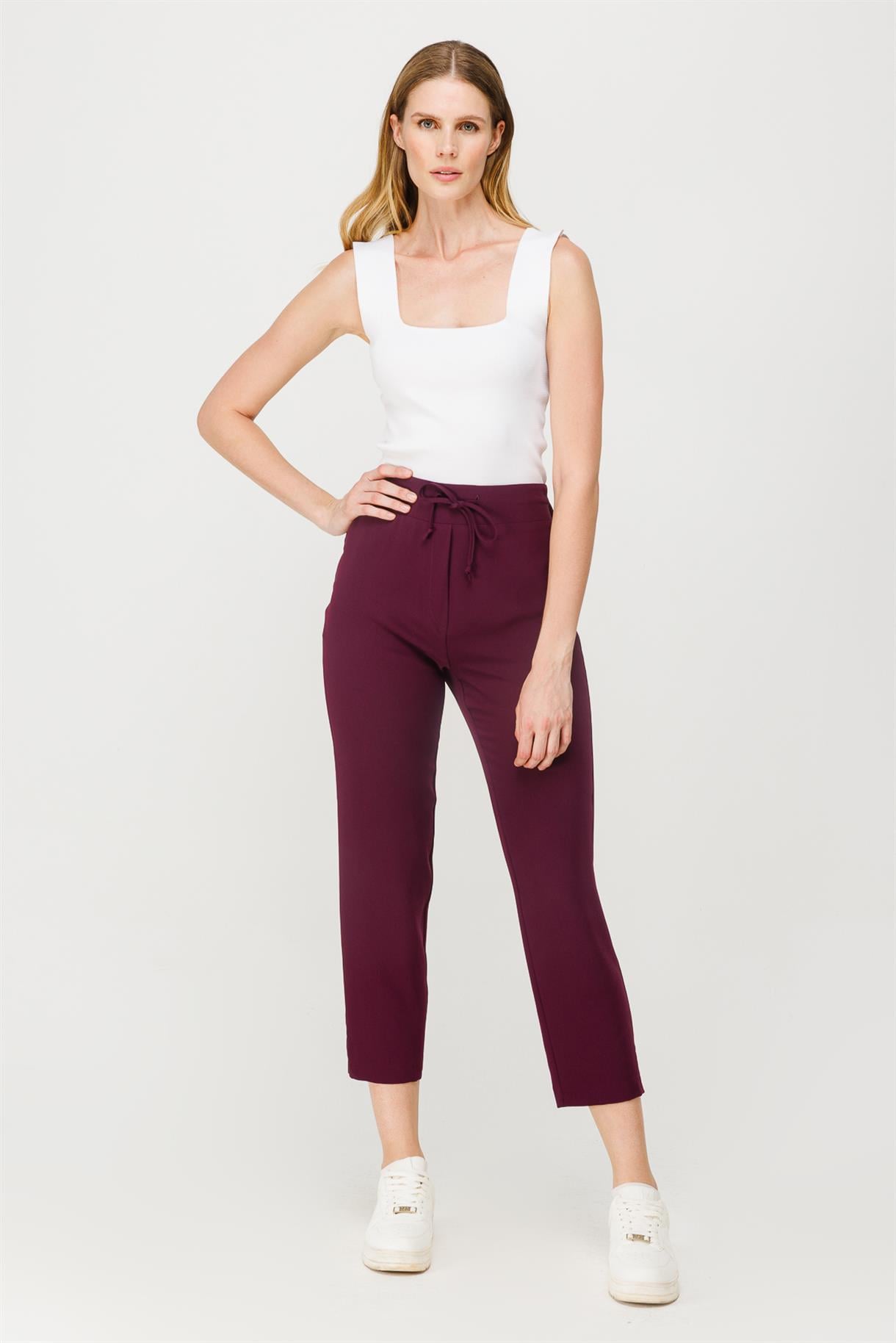 Bağcıklı Dar Paça Pantolon - MÜRDÜM