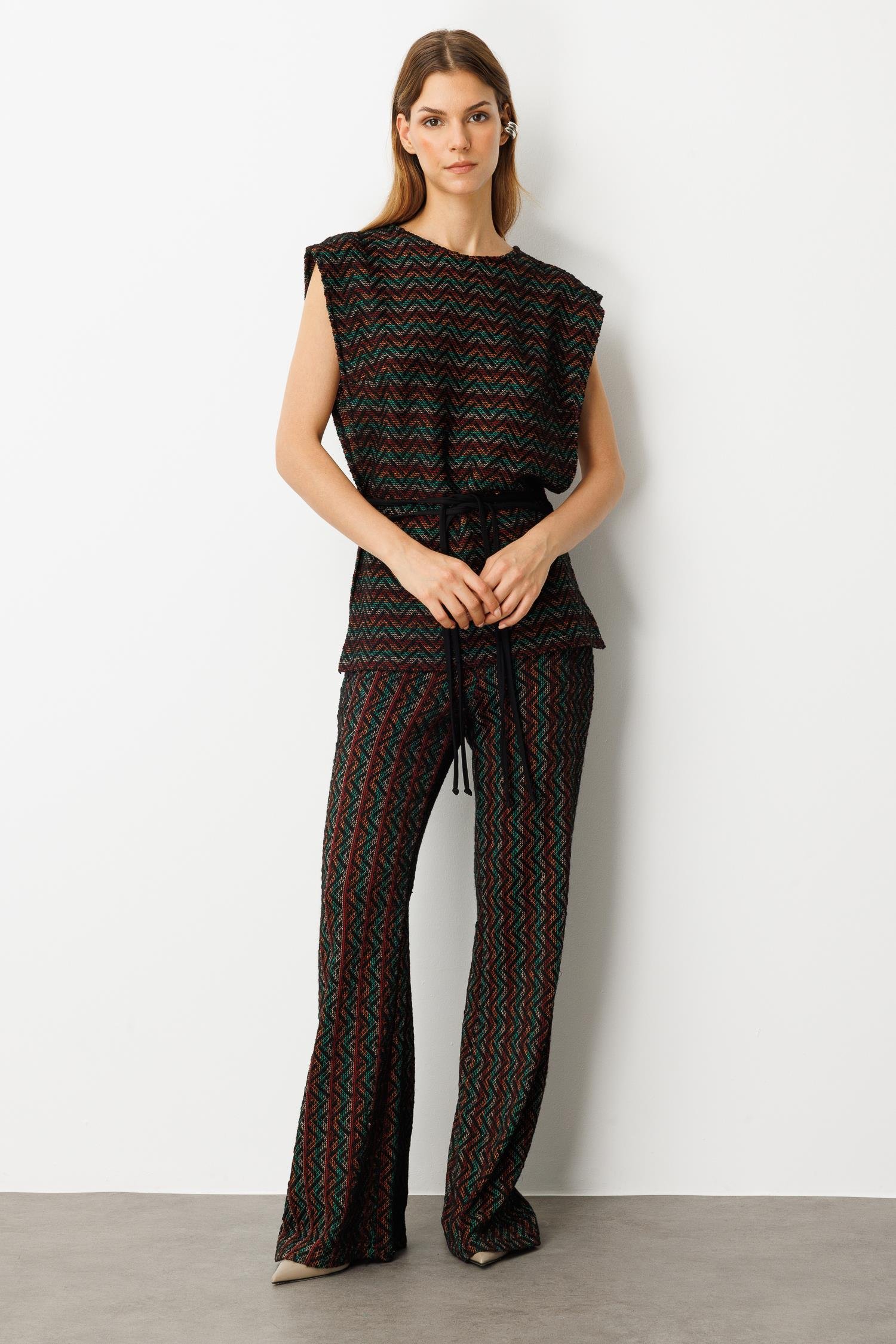 Bağlama Detaylı Örme Yelek-HAKİ