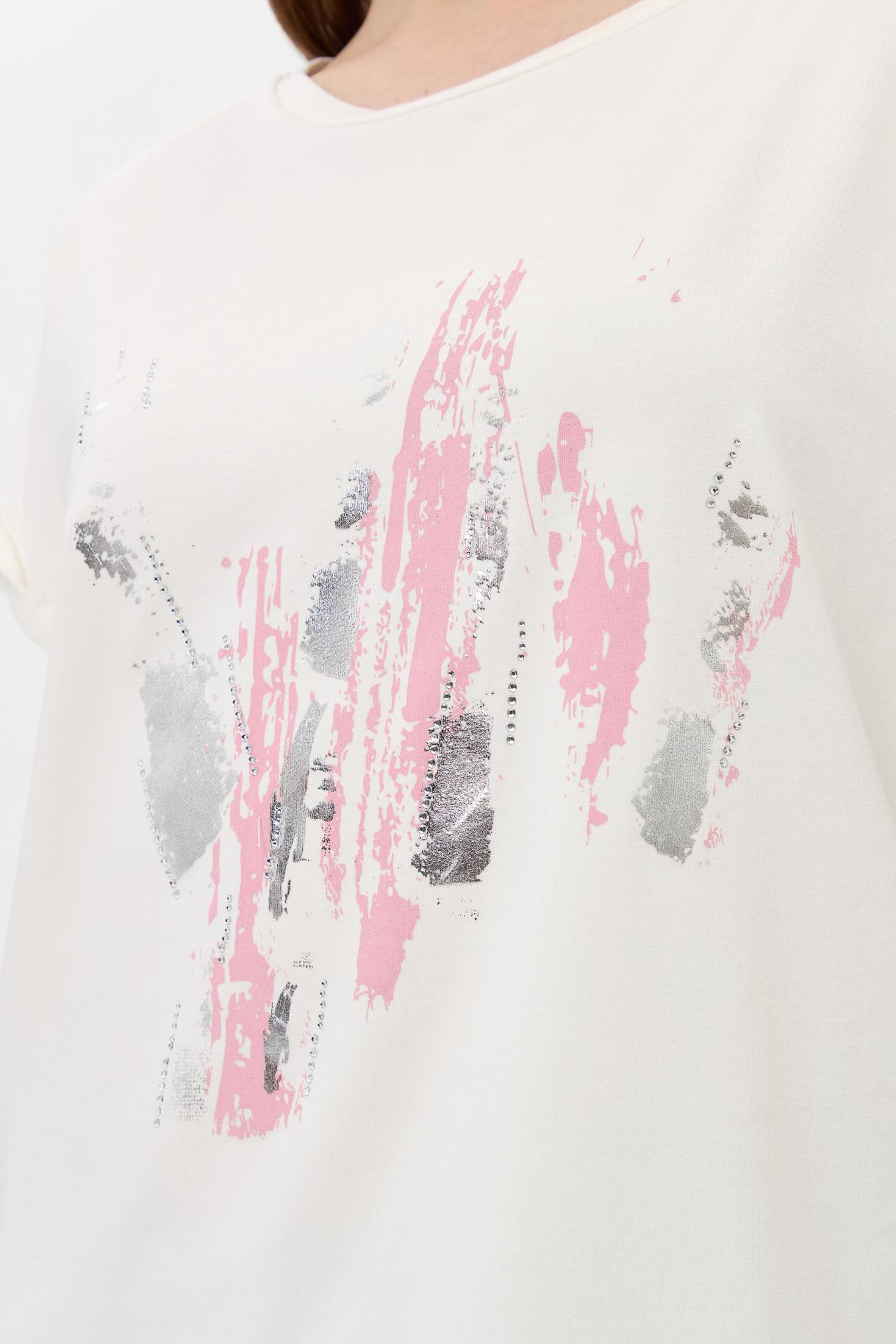 Baskı Desenli Kısa Kollu Tişört - PEMBE