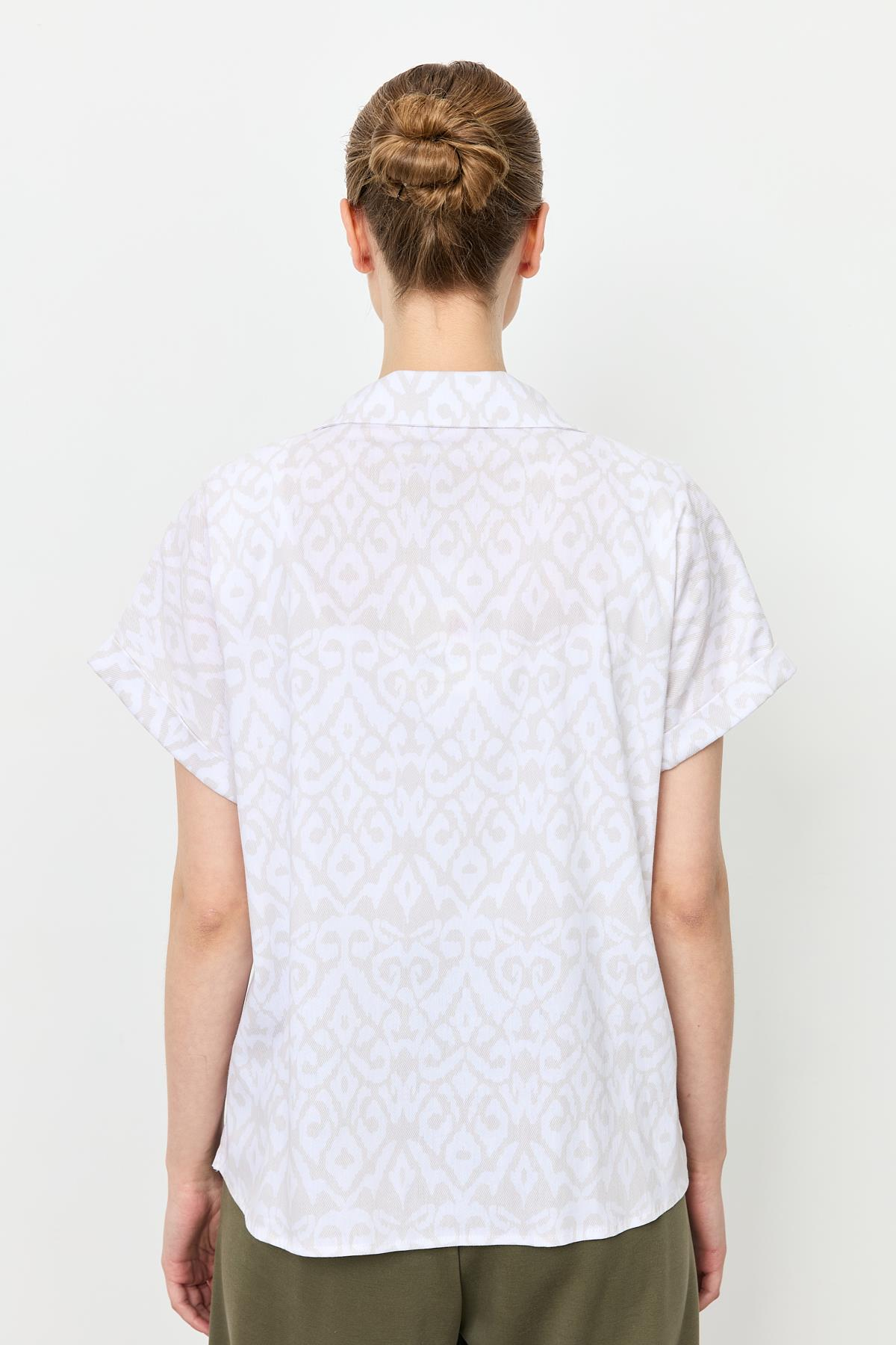 Baskı Detaylı  Gömlek-BEJ