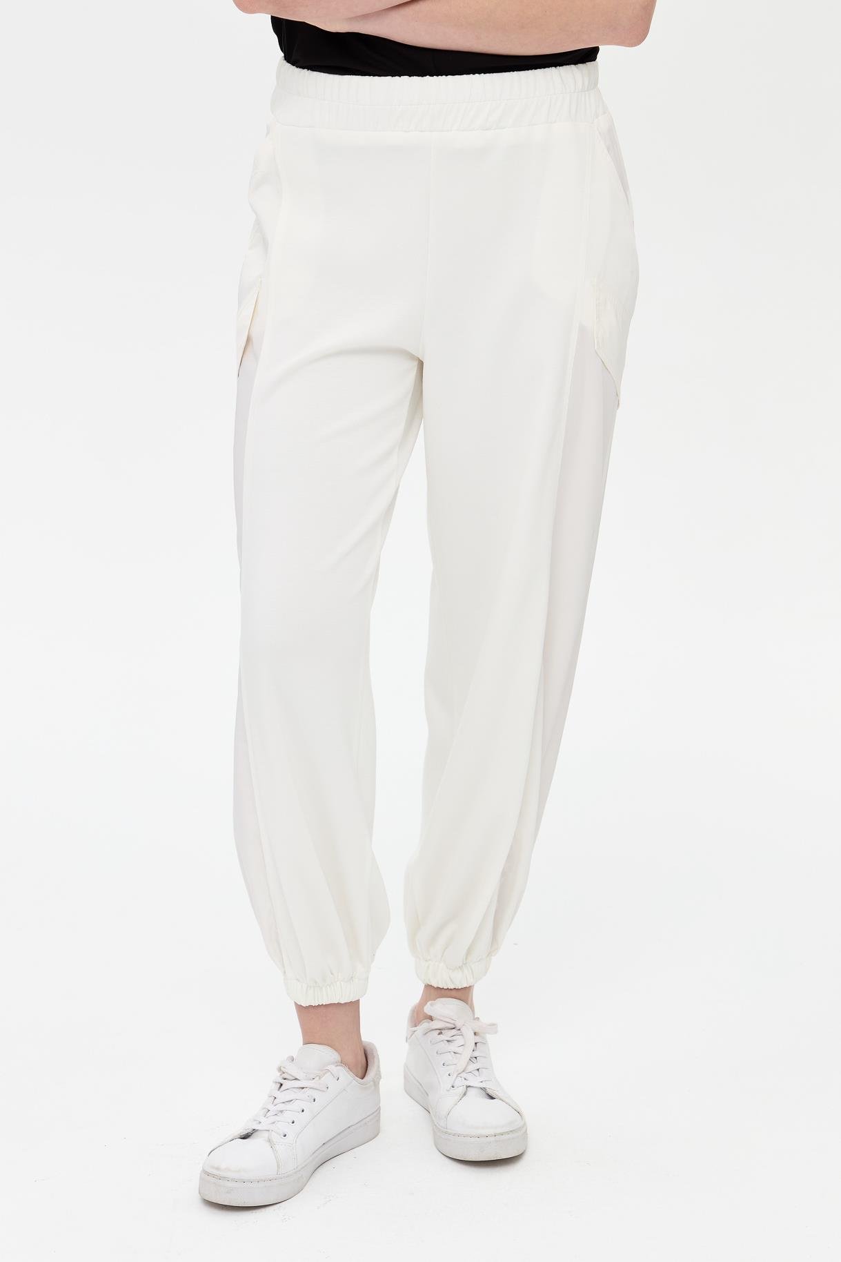 Bel ve Paça Lastikli  Pantolon - KEMIK