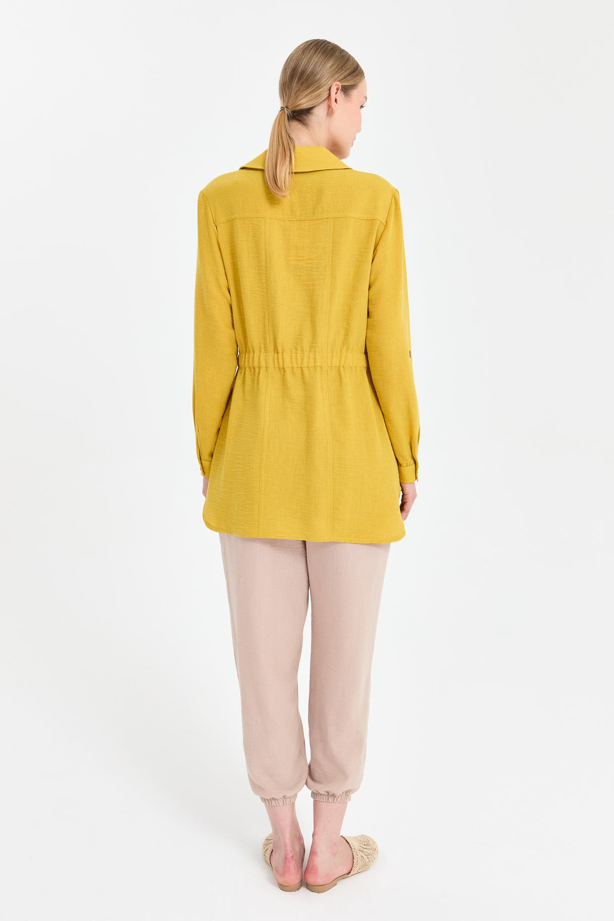 Beli Ayarlanabilir Cep Detaylı Keten Tunik - Y.YEŞİLİ