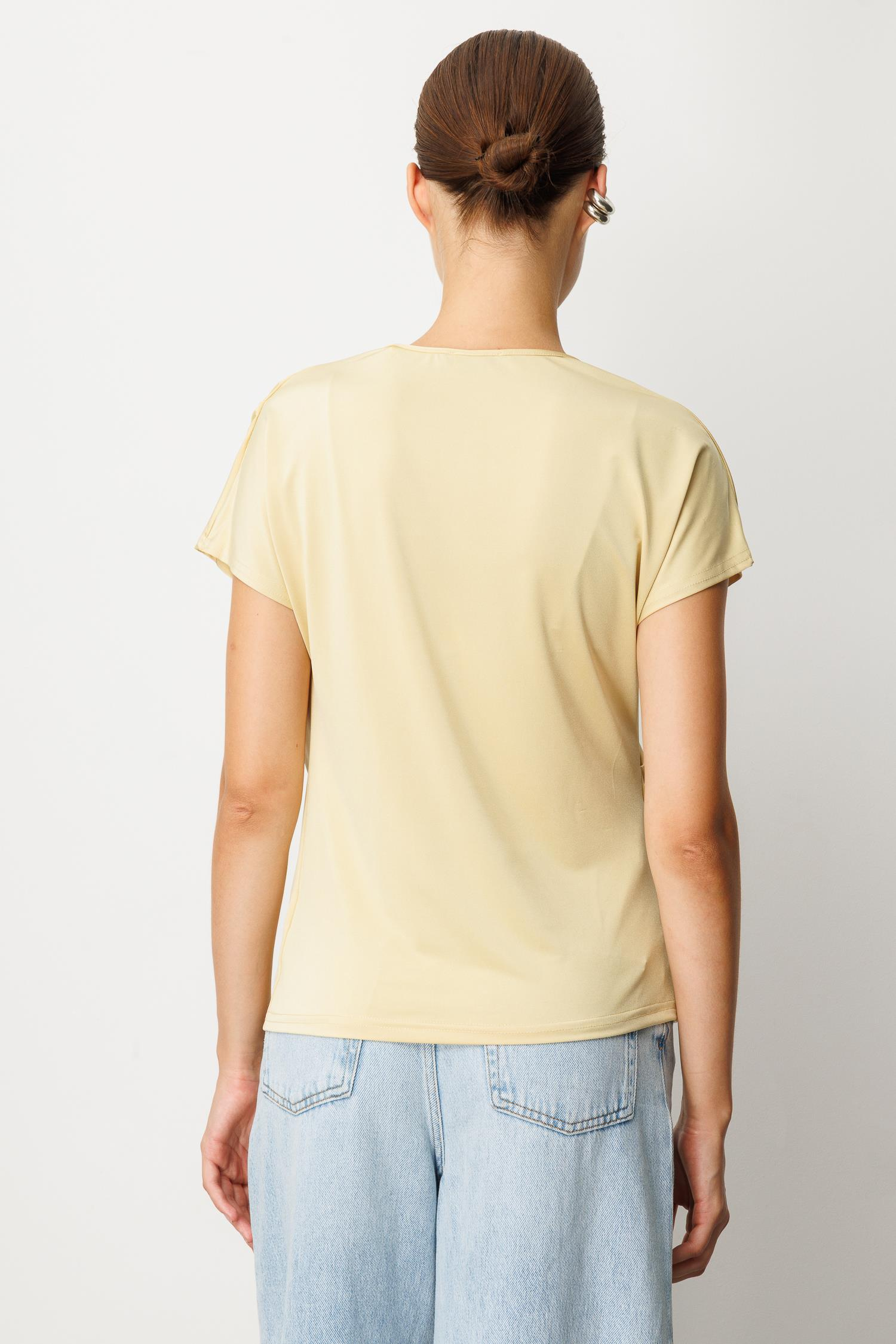 Beli Drape Detaylı Bluz-SARI