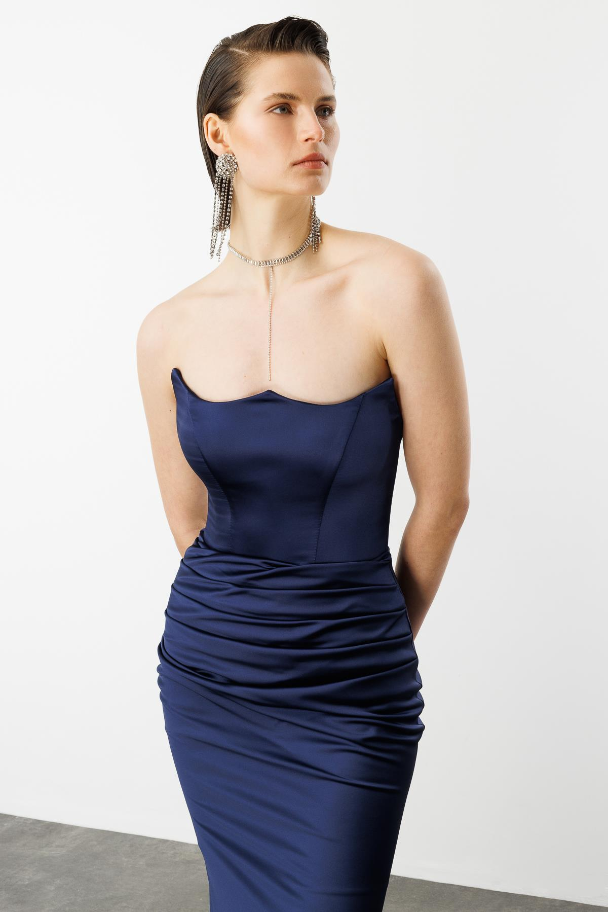 Beli Drapeli Abiye Elbise-LACI