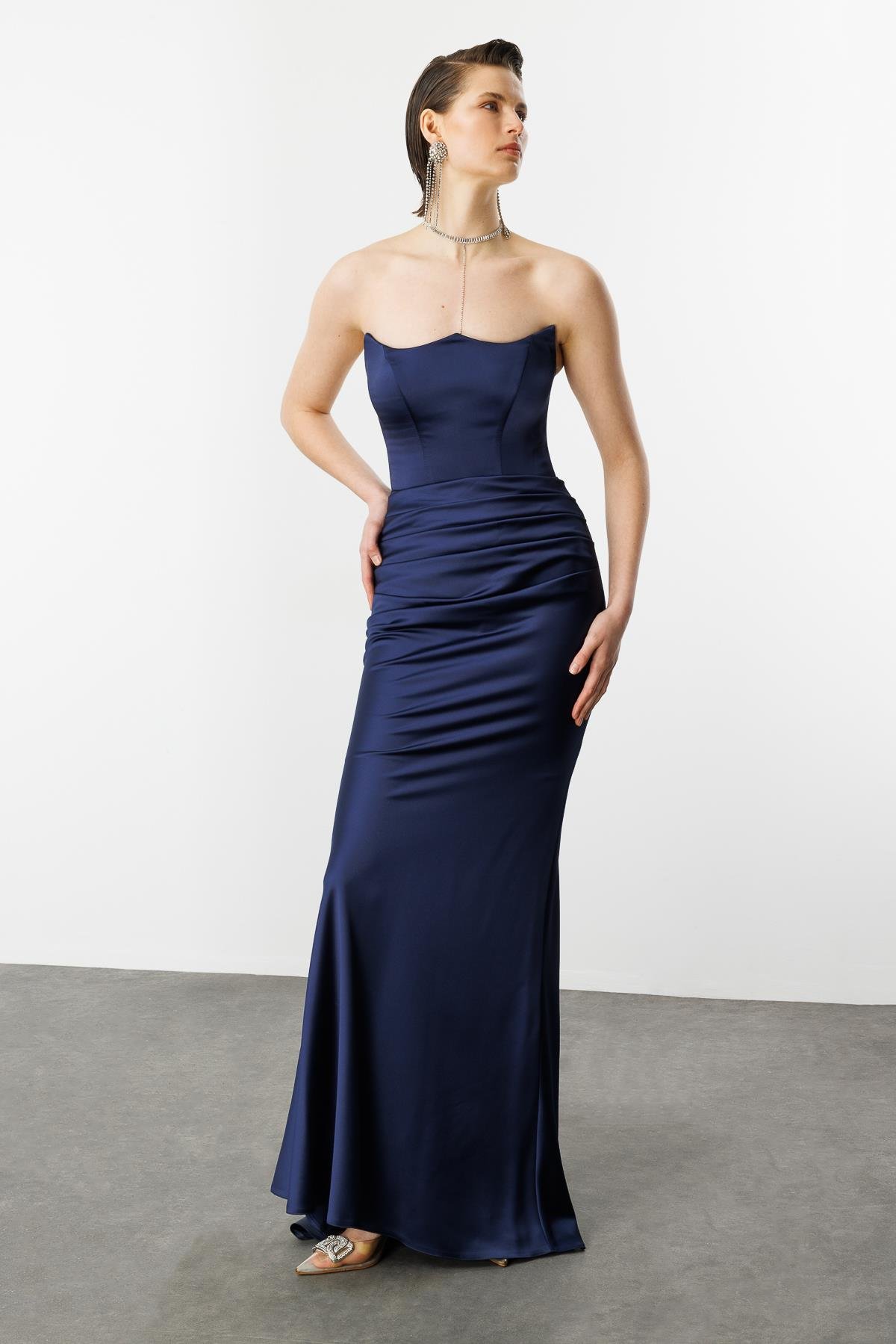 Beli Drapeli Abiye Elbise-LACI