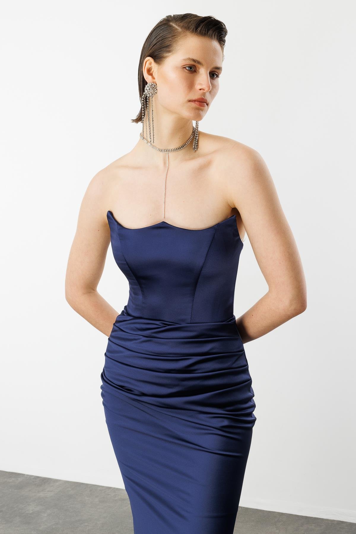 Beli Drapeli Abiye Elbise-LACI