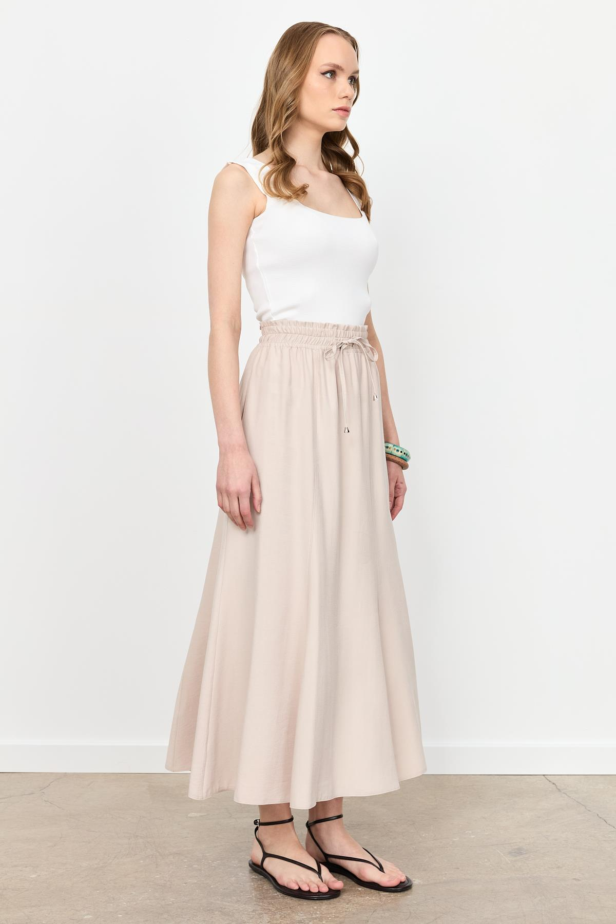 Beli Lastik Modal Uzun Etek-TAŞ